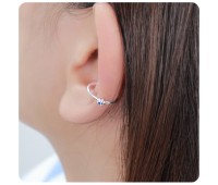 Flower Stone Set Silver Ear Cuff EC-413